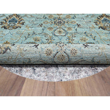 Load image into Gallery viewer, 7&#39;1&quot;x7&#39;1&quot; Arctic Blue, All Over Shah Abbas Flower Design, Natural Dyes, Densely Woven, Agra, Pure Wool, Hand Knotted, Round, Oriental Rug FWR456864