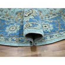 Load image into Gallery viewer, 7&#39;1&quot;x7&#39;1&quot; Arctic Blue, All Over Shah Abbas Flower Design, Natural Dyes, Densely Woven, Agra, Pure Wool, Hand Knotted, Round, Oriental Rug FWR456864