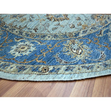 Load image into Gallery viewer, 7&#39;1&quot;x7&#39;1&quot; Arctic Blue, All Over Shah Abbas Flower Design, Natural Dyes, Densely Woven, Agra, Pure Wool, Hand Knotted, Round, Oriental Rug FWR456864