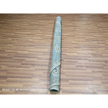 Load image into Gallery viewer, 7&#39;1&quot;x7&#39;1&quot; Arctic Blue, All Over Shah Abbas Flower Design, Natural Dyes, Densely Woven, Agra, Pure Wool, Hand Knotted, Round, Oriental Rug FWR456864