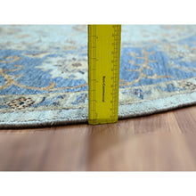 Load image into Gallery viewer, 7&#39;1&quot;x7&#39;1&quot; Arctic Blue, All Over Shah Abbas Flower Design, Natural Dyes, Densely Woven, Agra, Pure Wool, Hand Knotted, Round, Oriental Rug FWR456864