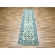 Load image into Gallery viewer, 2&#39;7&quot;x8&#39;1&quot; Powder Blue, All Over Shah Abbas Flower Design, Vegetable Dyes, Denser Weave, Agra, Natural Wool, Hand Knotted, Runner, Oriental Rug FWR456870