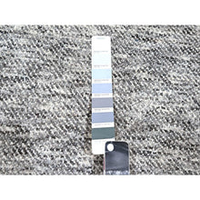 Load image into Gallery viewer, 9&#39;x12&#39;1&quot; Barely Blue With Brown, Modern Geometric Opened Up Plaid Design, 100% Wool, Hand Knotted, Thick And Plush, Oriental Rug FWR456912