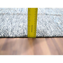 Load image into Gallery viewer, 9&#39;x12&#39;1&quot; Barely Blue With Brown, Modern Geometric Opened Up Plaid Design, 100% Wool, Hand Knotted, Thick And Plush, Oriental Rug FWR456912