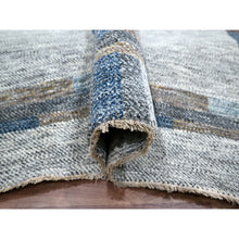 Load image into Gallery viewer, 9&#39;x12&#39;1&quot; Pearl White With Brown, Modern Geometric Opened Up Plaid Design, Thick And Plush, Pure Wool, Hand Knotted, Oriental Rug FWR456918