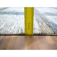 Load image into Gallery viewer, 9&#39;x12&#39;1&quot; Pearl White With Brown, Modern Geometric Opened Up Plaid Design, Thick And Plush, Pure Wool, Hand Knotted, Oriental Rug FWR456918