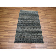 Load image into Gallery viewer, 3&#39;1&quot;x5&#39; Charcoal Gray, Small Repetitive Diamond Shaped Geometric Elements, Kohinoor Herat, Hand Knotted, Tone On Tone, Soft To The Touch, Pure Wool, Oriental Rug FWR456936