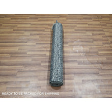 Load image into Gallery viewer, 3&#39;1&quot;x5&#39; Charcoal Gray, Small Repetitive Diamond Shaped Geometric Elements, Kohinoor Herat, Hand Knotted, Tone On Tone, Soft To The Touch, Pure Wool, Oriental Rug FWR456936