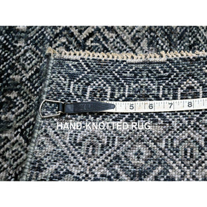 2'x3' Shadow Gray, Hand Knotted, Kohinoor Herat With Small Repetitive Diamond Shaped Geometric Elements, Tone On Tone, Soft To The Touch, Pure Wool, Mat, Oriental Rug FWR456942