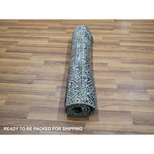 Load image into Gallery viewer, 2&#39;x3&#39; Silver Gray, Modern Broken Design, Plant Based Silk Hand Knotted, Mat Oriental Rug FWR483348