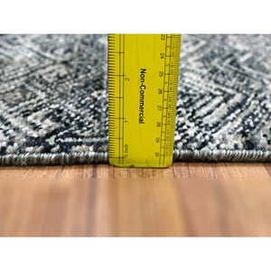 2'x3' Pebble Gray, Kohinoor Herat With Small Repetitive Diamond Shaped Geometric Design, Tone On Tone, Hand Knotted, Soft To The Touch, Pure Wool, Mat, Oriental Rug FWR456948
