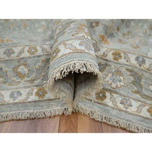 12'x15'1" Pastel Gray, Meditation Tree Of Life Design, Tone On Tone, Zero Pile, 100% Wool, Densely Woven, Hand Knotted, 200 Kpsi, Oversized, Oriental Rug FWR456954