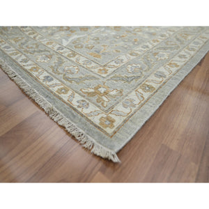 12'x15'1" Pastel Gray, Meditation Tree Of Life Design, Tone On Tone, Zero Pile, 100% Wool, Densely Woven, Hand Knotted, 200 Kpsi, Oversized, Oriental Rug FWR456954