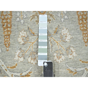 12'x15'1" Pastel Gray, Meditation Tree Of Life Design, Tone On Tone, Zero Pile, 100% Wool, Densely Woven, Hand Knotted, 200 Kpsi, Oversized, Oriental Rug FWR456954