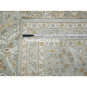 12'x15'1" Pastel Gray, Meditation Tree Of Life Design, Tone On Tone, Zero Pile, 100% Wool, Densely Woven, Hand Knotted, 200 Kpsi, Oversized, Oriental Rug FWR456954