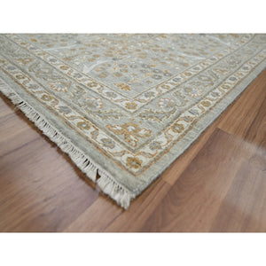 9'2"x12' Spanish Gray, 200 Kpsi, Meditation Tree Of Life Design, Tone On Tone, Zero Pile, 100% Wool, Densely Woven, Hand Knotted, Oriental Rug FWR456960