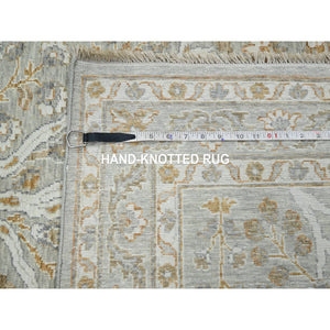 9'2"x12' Spanish Gray, 200 Kpsi, Meditation Tree Of Life Design, Tone On Tone, Zero Pile, 100% Wool, Densely Woven, Hand Knotted, Oriental Rug FWR456960