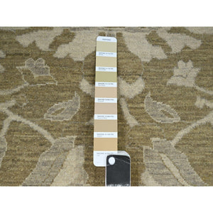 9'x12' Reseda Green, Ziegler Mahal Large Flowers Design, Tone On Tone, Zero Pile, 100% Wool, Hand Knotted, Dense Weave, Oriental Rug FWR456990