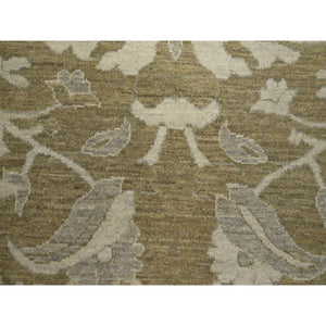 9'x12' Reseda Green, Ziegler Mahal Large Flowers Design, Tone On Tone, Zero Pile, 100% Wool, Hand Knotted, Dense Weave, Oriental Rug FWR456990