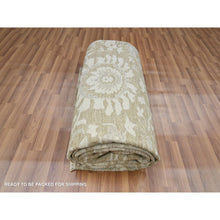 Load image into Gallery viewer, 9&#39;x12&#39; Reseda Green, Ziegler Mahal Large Flowers Design, Tone On Tone, Zero Pile, 100% Wool, Hand Knotted, Dense Weave, Oriental Rug FWR456990