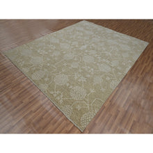 Load image into Gallery viewer, 8&#39;1&quot;x10&#39;1&quot; Dark Vanilla Brown, Pomegranate Khotan Design, Tone On Tone, Zero Pile, 100% Wool, Hand Knotted, Dense Weave, Oriental Rug FWR456996