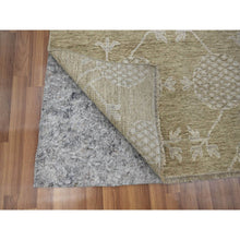 Load image into Gallery viewer, 8&#39;1&quot;x10&#39;1&quot; Dark Vanilla Brown, Pomegranate Khotan Design, Tone On Tone, Zero Pile, 100% Wool, Hand Knotted, Dense Weave, Oriental Rug FWR456996
