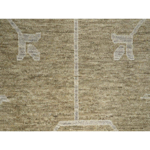 8'1"x10'1" Dark Vanilla Brown, Pomegranate Khotan Design, Tone On Tone, Zero Pile, 100% Wool, Hand Knotted, Dense Weave, Oriental Rug FWR456996