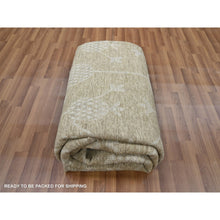 Load image into Gallery viewer, 8&#39;1&quot;x10&#39;1&quot; Dark Vanilla Brown, Pomegranate Khotan Design, Tone On Tone, Zero Pile, 100% Wool, Hand Knotted, Dense Weave, Oriental Rug FWR456996