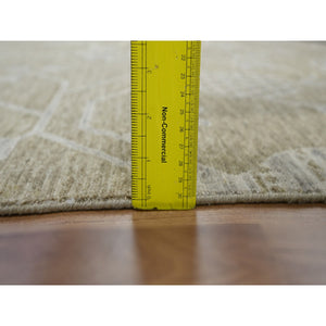8'1"x10'1" Dark Vanilla Brown, Pomegranate Khotan Design, Tone On Tone, Zero Pile, 100% Wool, Hand Knotted, Dense Weave, Oriental Rug FWR456996