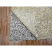 Load image into Gallery viewer, 9&#39;1&quot;x12&#39;2&quot; Beige With Cloud Gray, Broken And Erased Sultanabad Design, Zero Pile, 100% Wool, Hand Knotted, Oriental Rug FWR457008