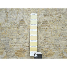 Load image into Gallery viewer, 9&#39;1&quot;x12&#39;2&quot; Beige With Cloud Gray, Broken And Erased Sultanabad Design, Zero Pile, 100% Wool, Hand Knotted, Oriental Rug FWR457008