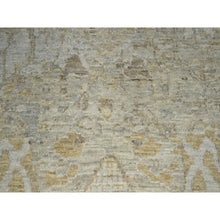 Load image into Gallery viewer, 9&#39;1&quot;x12&#39;2&quot; Beige With Cloud Gray, Broken And Erased Sultanabad Design, Zero Pile, 100% Wool, Hand Knotted, Oriental Rug FWR457008