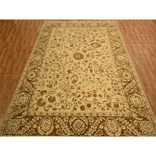 Load image into Gallery viewer, 10&#39;x13&#39;10&quot; Biscotti Brown, Agra, All Over Leaf Design, Zero Pile, 100% Wool, Hand Knotted, Vegetable Dyes, Oriental Rug FWR457020