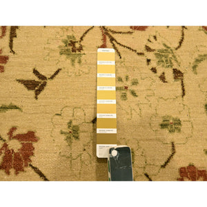10'x13'10" Biscotti Brown, Agra, All Over Leaf Design, Zero Pile, 100% Wool, Hand Knotted, Vegetable Dyes, Oriental Rug FWR457020