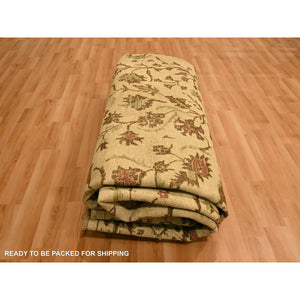 10'x13'10" Biscotti Brown, Agra, All Over Leaf Design, Zero Pile, 100% Wool, Hand Knotted, Vegetable Dyes, Oriental Rug FWR457020