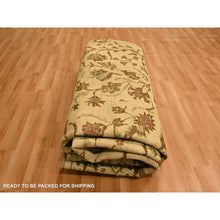Load image into Gallery viewer, 10&#39;x13&#39;10&quot; Biscotti Brown, Agra, All Over Leaf Design, Zero Pile, 100% Wool, Hand Knotted, Vegetable Dyes, Oriental Rug FWR457020