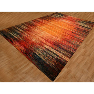 9'10"x14'1" Sunset Colors, Pure Sari Silk, Modern Design, Soft To The Touch, Hand Knotted, Oriental Rug FWR457032