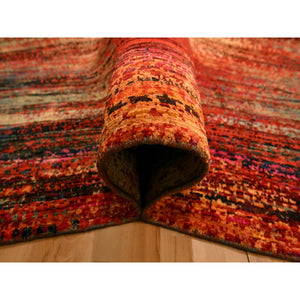 9'10"x14'1" Sunset Colors, Pure Sari Silk, Modern Design, Soft To The Touch, Hand Knotted, Oriental Rug FWR457032