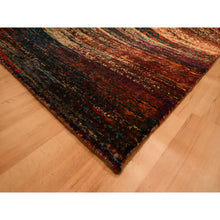 Load image into Gallery viewer, 9&#39;10&quot;x14&#39;1&quot; Sunset Colors, Pure Sari Silk, Modern Design, Soft To The Touch, Hand Knotted, Oriental Rug FWR457032