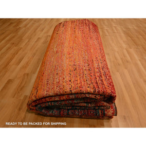 9'10"x14'1" Sunset Colors, Pure Sari Silk, Modern Design, Soft To The Touch, Hand Knotted, Oriental Rug FWR457032