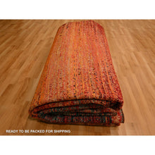 Load image into Gallery viewer, 9&#39;10&quot;x14&#39;1&quot; Sunset Colors, Pure Sari Silk, Modern Design, Soft To The Touch, Hand Knotted, Oriental Rug FWR457032