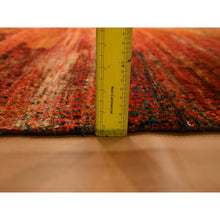 Load image into Gallery viewer, 9&#39;10&quot;x14&#39;1&quot; Sunset Colors, Pure Sari Silk, Modern Design, Soft To The Touch, Hand Knotted, Oriental Rug FWR457032