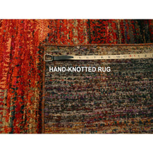 Load image into Gallery viewer, 9&#39;10&quot;x14&#39;1&quot; Sunset Colors, Pure Sari Silk, Modern Design, Soft To The Touch, Hand Knotted, Oriental Rug FWR457032