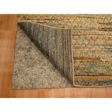Load image into Gallery viewer, 9&#39;1&quot;x12&#39;2&quot; Beige, Wool and Sari Silk with Textured Weave, Modern Design, Hand Knotted, Oriental Rug FWR457038