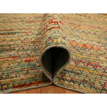 Load image into Gallery viewer, 9&#39;1&quot;x12&#39;2&quot; Beige, Wool and Sari Silk with Textured Weave, Modern Design, Hand Knotted, Oriental Rug FWR457038