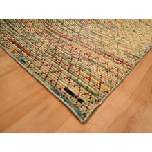 Load image into Gallery viewer, 9&#39;1&quot;x12&#39;2&quot; Beige, Wool and Sari Silk with Textured Weave, Modern Design, Hand Knotted, Oriental Rug FWR457038
