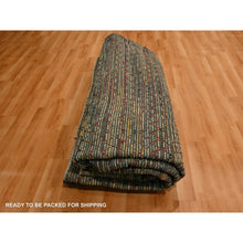 Load image into Gallery viewer, 9&#39;1&quot;x12&#39;2&quot; Beige, Wool and Sari Silk with Textured Weave, Modern Design, Hand Knotted, Oriental Rug FWR457038