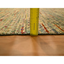 Load image into Gallery viewer, 9&#39;1&quot;x12&#39;2&quot; Beige, Wool and Sari Silk with Textured Weave, Modern Design, Hand Knotted, Oriental Rug FWR457038