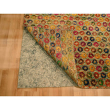 Load image into Gallery viewer, 10&#39;2&quot;x14&#39; Golden Yellow, The Buttons, Wool And Sari Silk, Hand Knotted, Soft To The Touch, Oriental Rug FWR457044