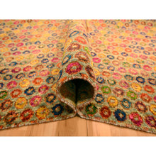 Load image into Gallery viewer, 10&#39;2&quot;x14&#39; Golden Yellow, The Buttons, Wool And Sari Silk, Hand Knotted, Soft To The Touch, Oriental Rug FWR457044